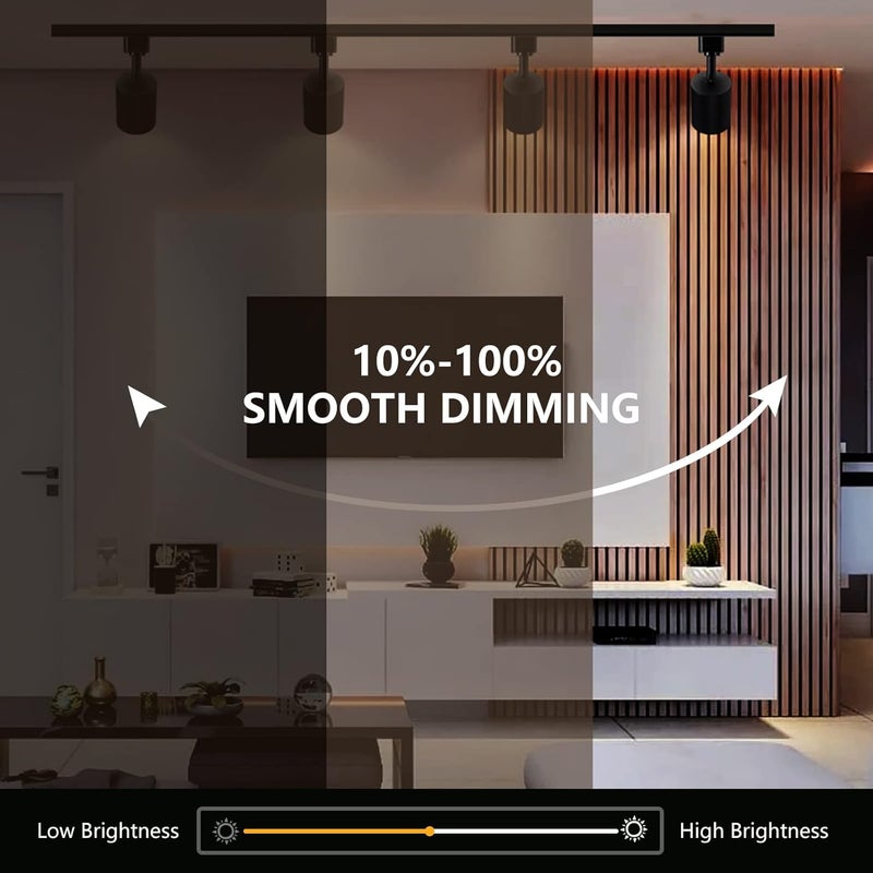 VANoopee 8 حزمة رؤوس إضاءة مسار من نوع J 10W LED قابلة للتعتيم لرؤوس إضاءة بديلة لمصابيح المسار من جونو، ضوء سقف دافئ 3000K، خالي من الوميض CRI90+ 24° 800lm أسود - Image 2